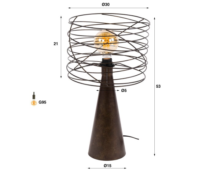 Tafellamp Curl 1L - Urban bruin