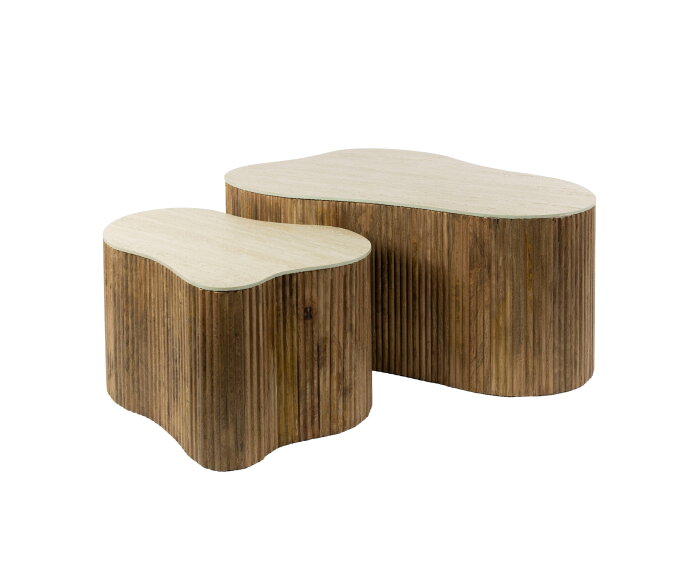 Salontafel Nuovo shamrock travertin keramiek - Beige - 85x64x40 cm