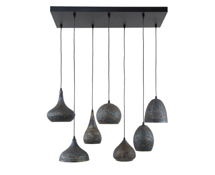 Hanglamp Punch mix 7 lampen - Zwart bruin