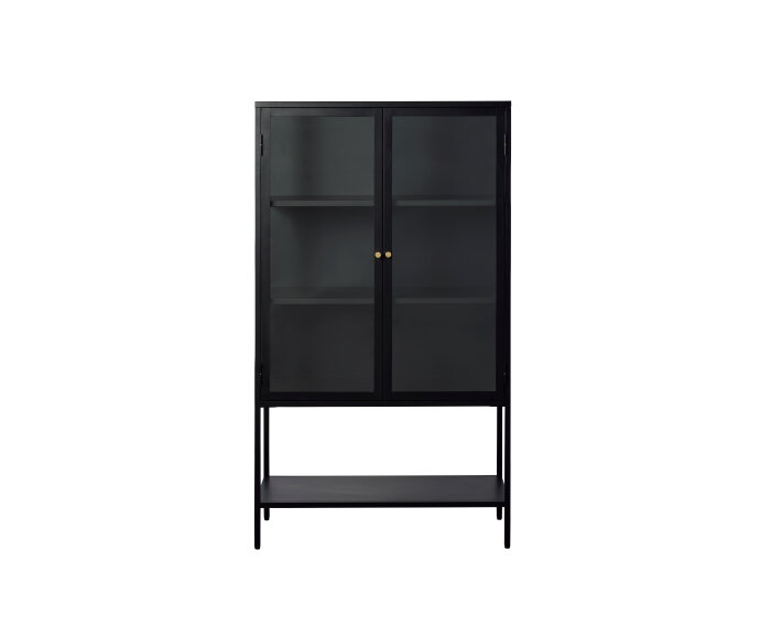 Vitrinekast Carmel metaal met hoge poten 160cm - Zwart