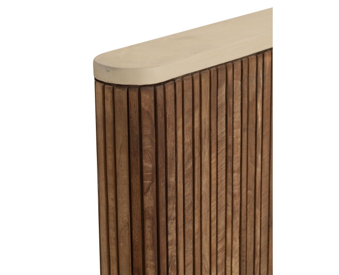 DTP home Lagoon hoofdbord teakhout en Mortex naturel / beige - 210 x 10 x 120 cm