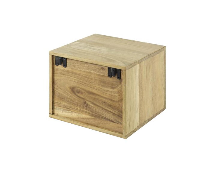 Nachtkastje 1L block zwevend - Massief acacia naturel