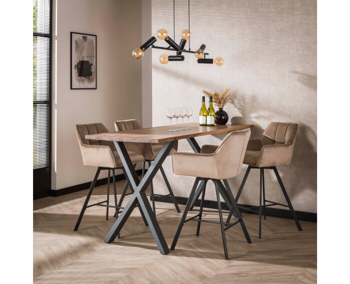 Barstoel raster draaibaar -  Velours champagne