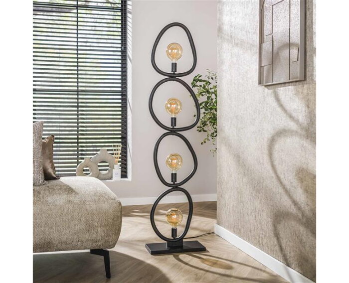 Vloerlamp 4L organic steel - Artic zwart