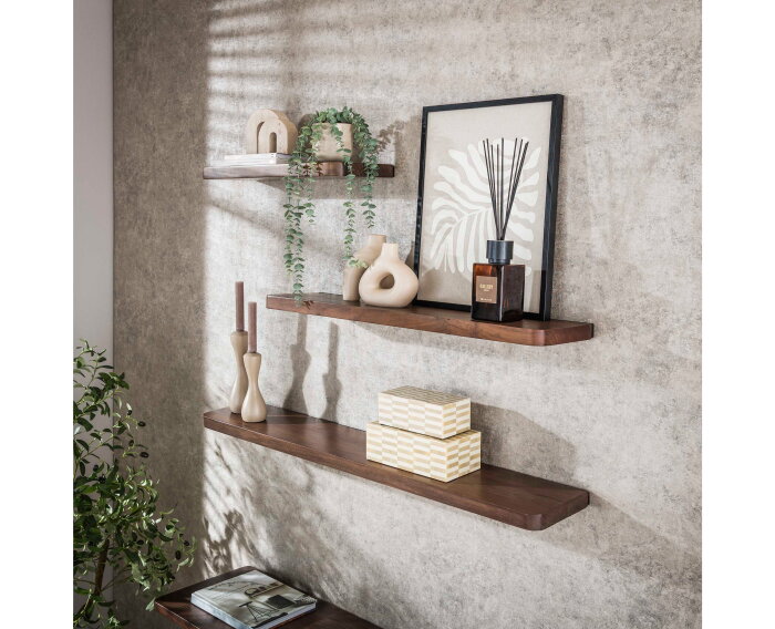 Wandplank 120 Carve - Massief acacia drift brown