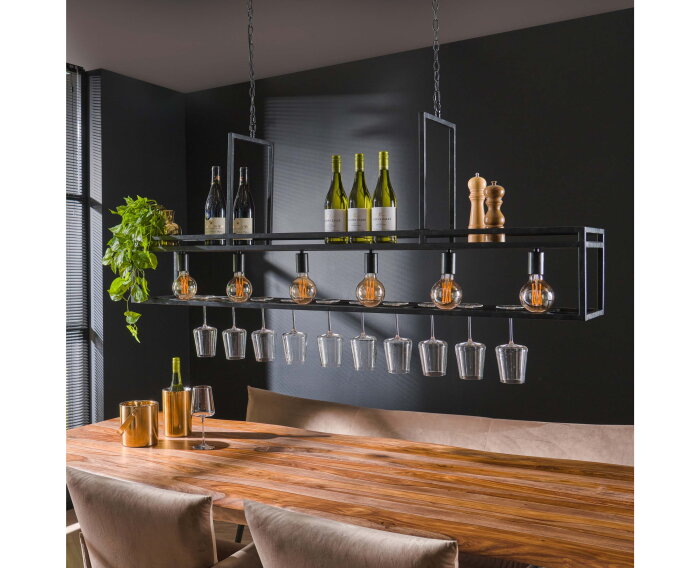 Hanglamp / Wijnrek Decorate 160 cm - zwart | Meubelplaats