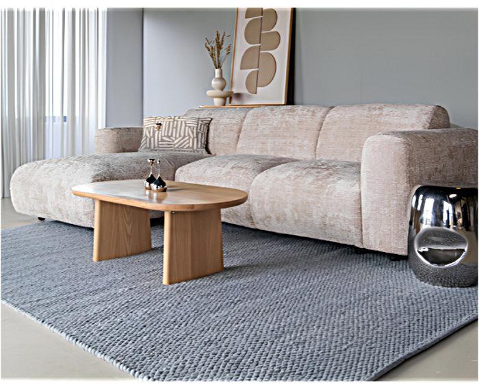 Hoekbank Kiki Cremona 14 - chaise longue arm links + 2-zits arm rechts - 282x165 cm - Beige