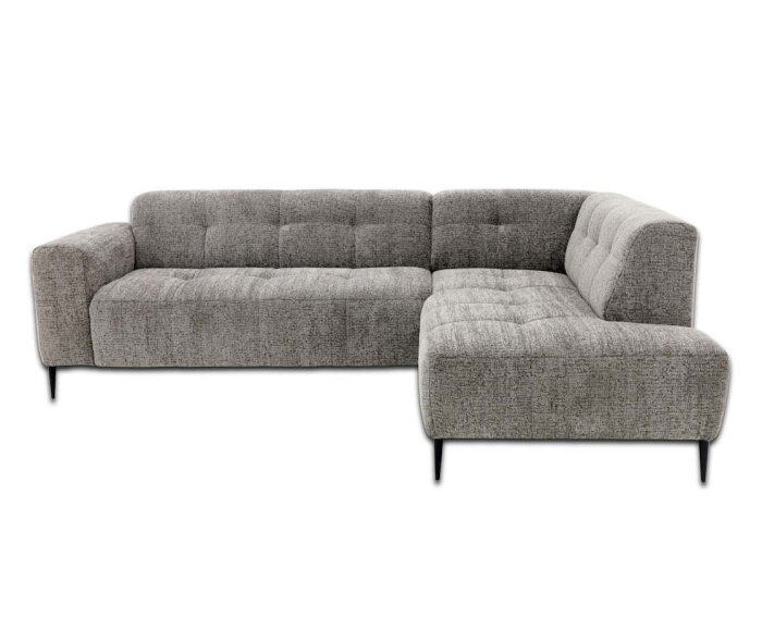 Hoekbank Viano rechts stof Bella 15 Donkergrijs gem&ecirc;leerd - 255x200x84 cm - modern
