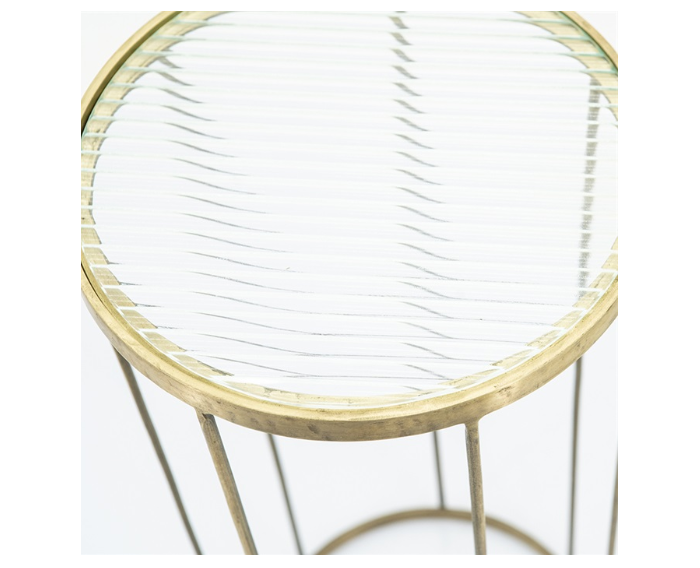 Cilindertafel Caesar low- goud ijzer+glazen blad. Gratis verzending!