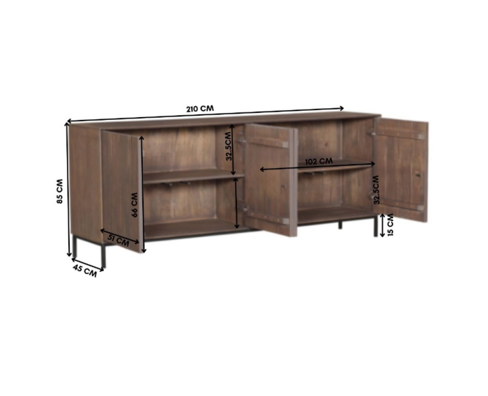 Dressoir Madison Walnoot  | 210 cm