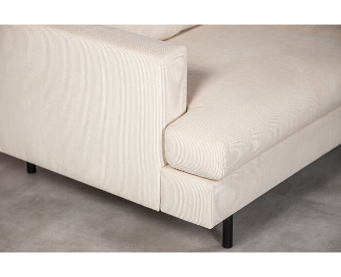 Hoekbank Caspian rechts By-Olaf – Stof Fjord Beige ribstof – Metalen Poten – 3-zits Hoekbank - 264x186 cm