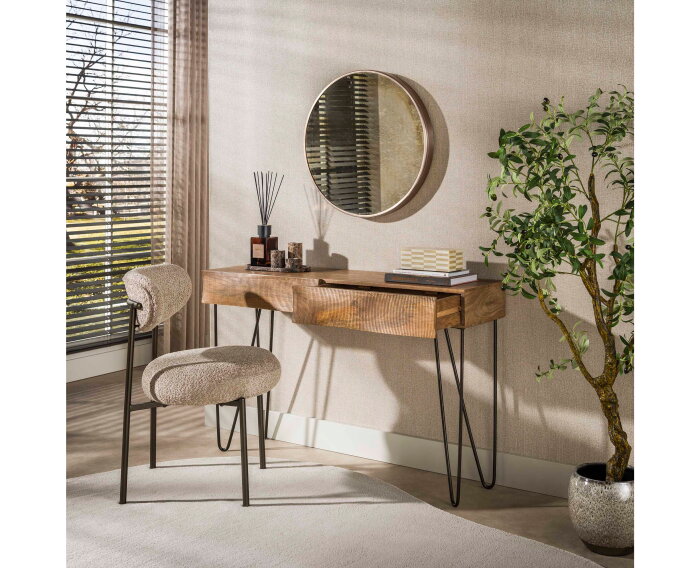 Hal-/kaptafel Ocean - Massief mango zand