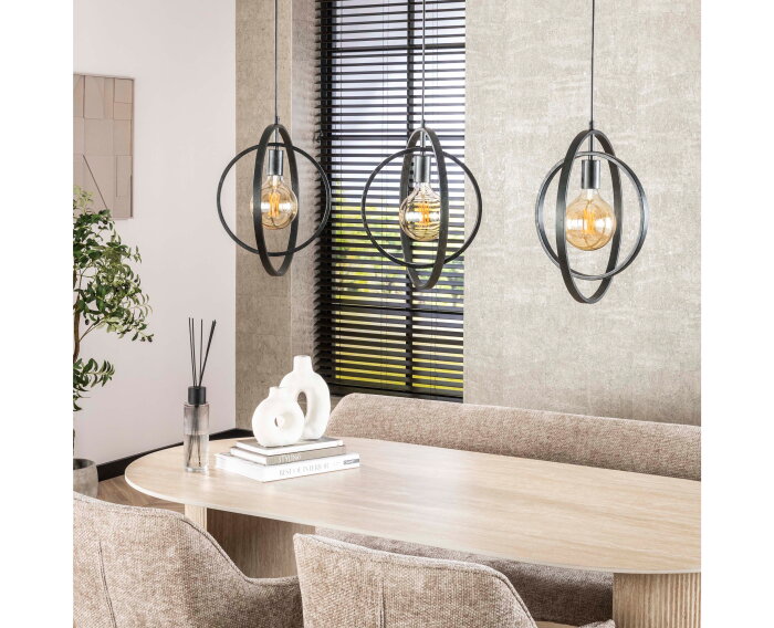Hanglamp Turn Around 3 lampen - Zwart