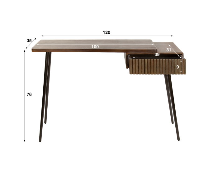 Haltafel Carve - Massief acacia drift brown