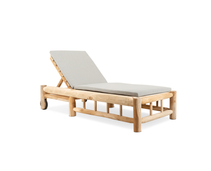 Barney Teak Sunlounger met Wielen