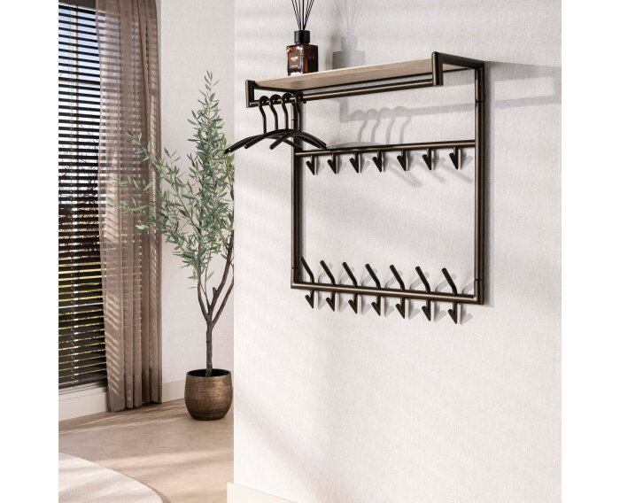 Kapstok Terra hoog roede-hoedenplank - Melamine travertine