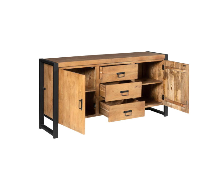 Dressoir Boaz 160 cm mango metaal - Naturel | Meubelplaats