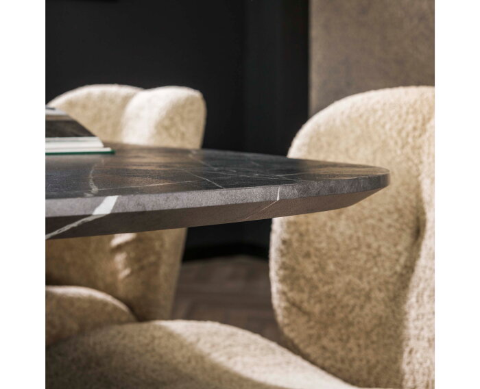 Eettafel Marquina Deens ovaal melamine 180 cm - marmerlook