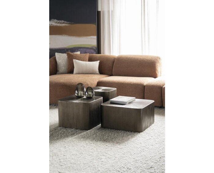 Eleonora Silva Salontafel set van 3 metaal 55x55cm - bruin