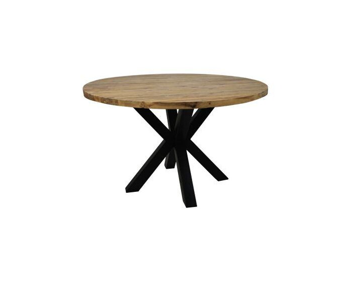 Ronde eettafel Oakland - ø130x76 - Naturel/zwart - Teak/metaal