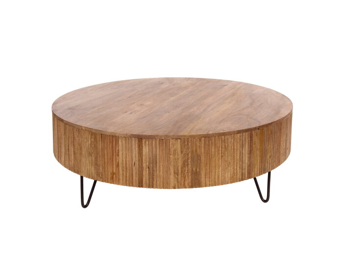 Salontafel Wave rond mangohout &Oslash;120 cm - zandkleur
