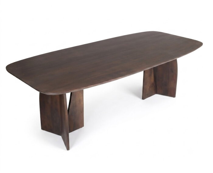 Eettafel Nina Deens ovaal mangohout 240x110 cm - walnoot - Japandi stijl