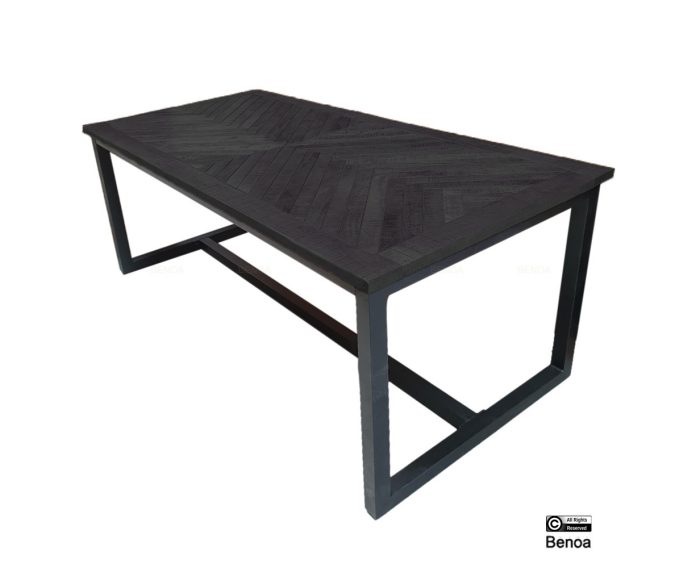 Eettafel Jax visgraat mangohout 180x90 cm - Zwart