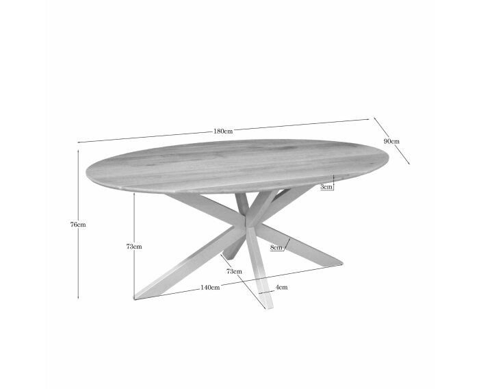 Eiken eettafel Ferris | Ovaal 180 cm | Naturel | Poot Sand