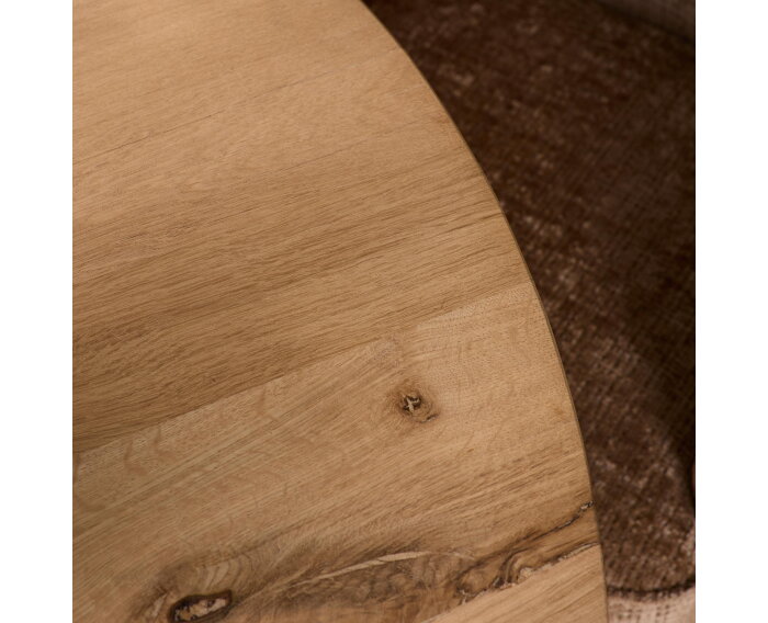 Eiken eettafel Ferris rond &Oslash;110 cm &ndash; Massief Europees eiken - metalen kruispoot - Naturel