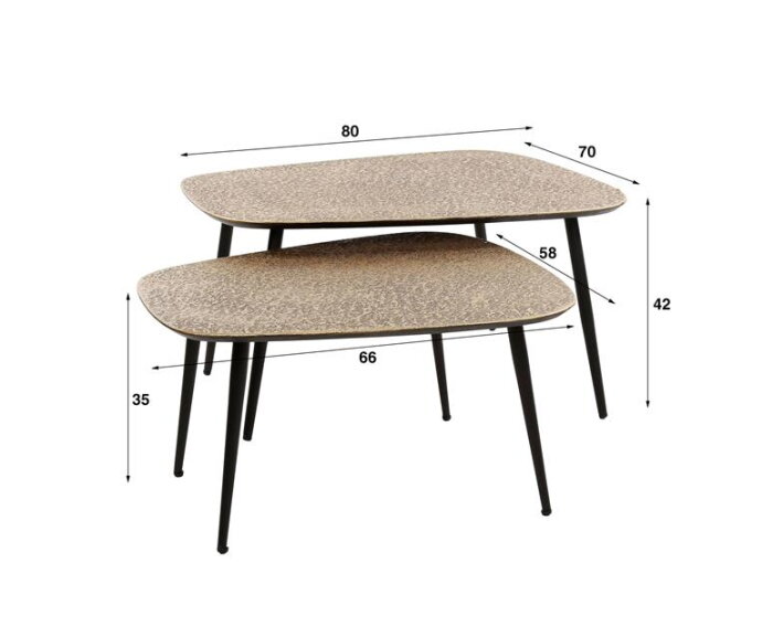 Salontafel set/2 XXL metallic - Brons antiek