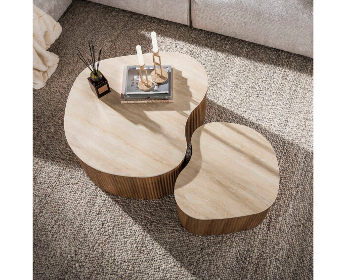 Salontafel Ceramo medio set/2 - 3D keramiek travertin