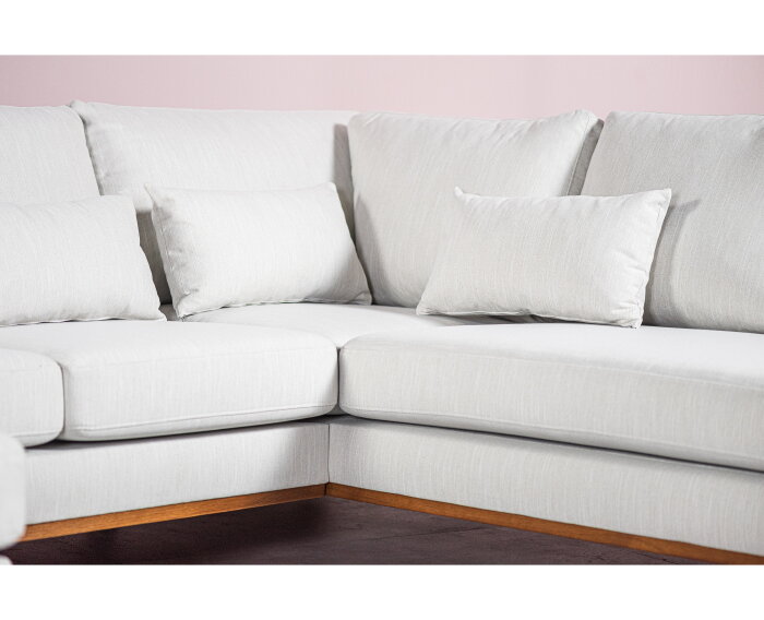 U-bank Borneo rechts Melva beige 3-zits met hoek en ottomaan 290 x 202 cm