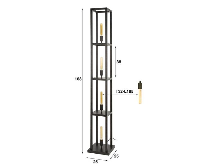 Vloerlamp 4L Quadra - Artic zwart