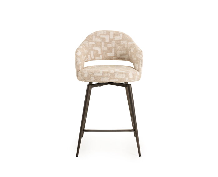 Barstoel Firenze draaibaar Jupiter anodic bruin - Mosaic beige 05 - 65 cm