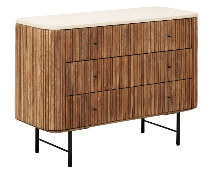 DTP home Lagoon dressoir teakhout en Mortex naturel / beige - 110 x 45 x 80 cm