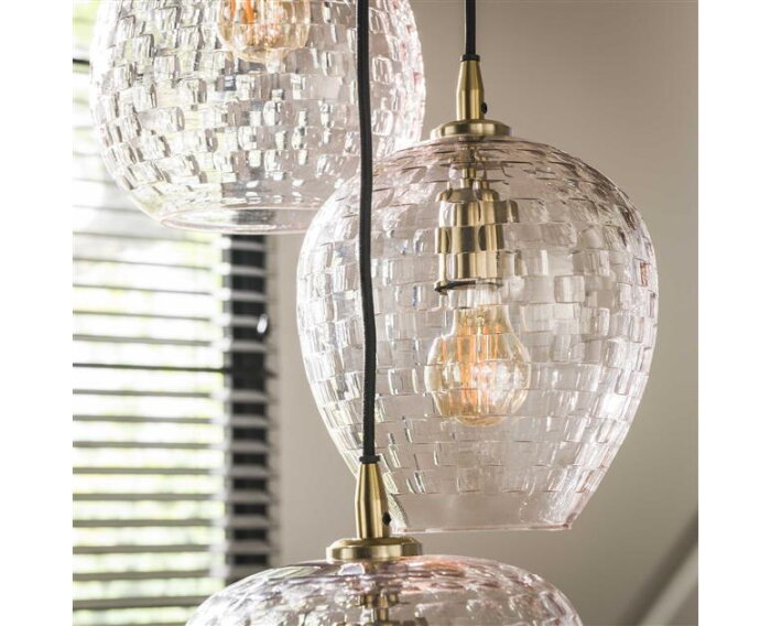 Hanglamp 5L patch pattern getrapt - Diamond glass