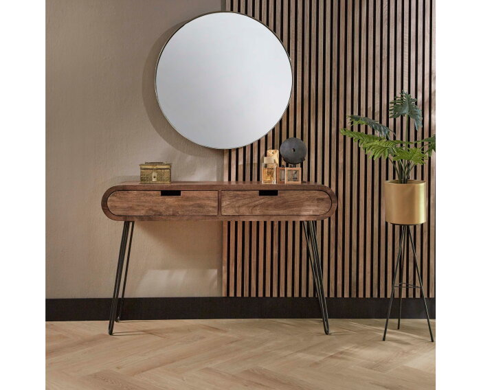 Kaptafel Barrel 120 cm mangohout - zandkleur