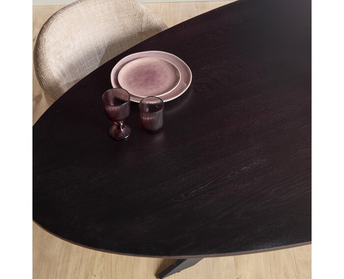 Eiken eettafel Ferris | Ovaal 180 cm | Zwart