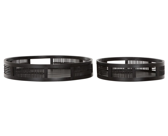 Tray Algarve round BLACK, set of 2 - ORDER by 2 pcs,7x&Oslash;30 cm / 7x&Oslash;40 cm, Bamboo black
