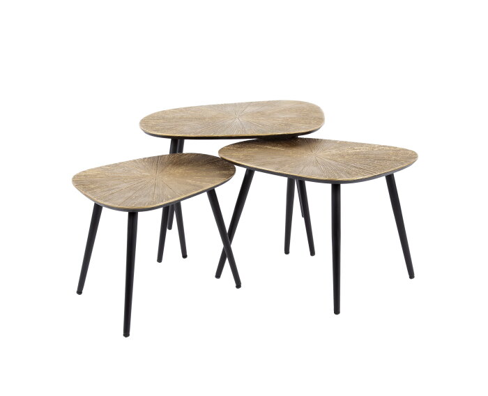 Salontafel Aurelia set van 3 vierhoekig metaal - goud