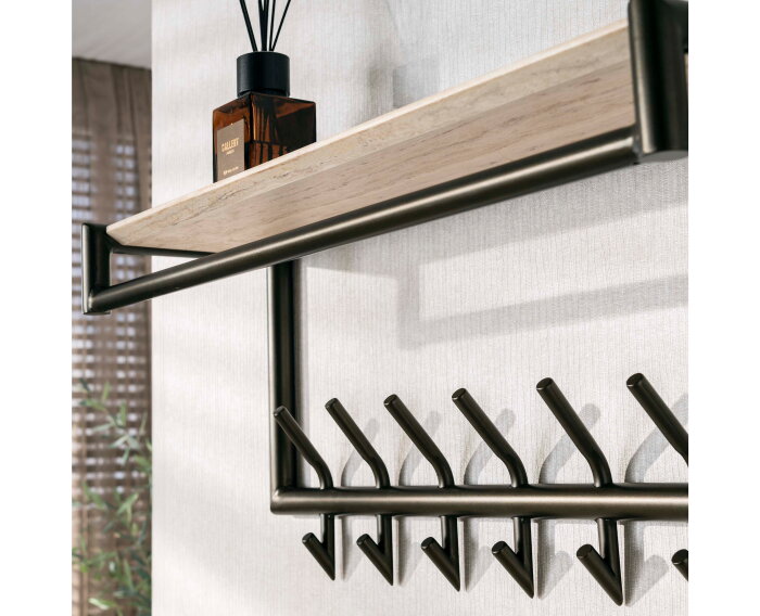 Kapstok Terra roede-hoedenplank - Melamine travertine