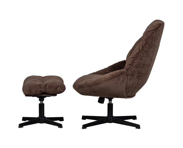 YARO DRAAIBARE FAUTEUIL MET HOCKER ESPRESSO - WOOOD