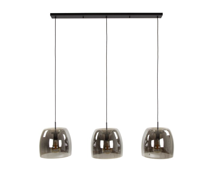 Hanglamp 3L drift glass - Smoke grey glas
