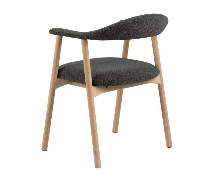 HSM Collection-Eetkamerstoel Ella Met Arm S/2-56x54x76-Grijs/White Wash-Stof/Eiken