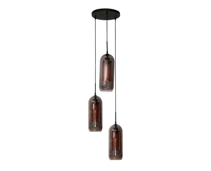 Hanglamp Mercurius getrapt smoke glas - Artic zwart
