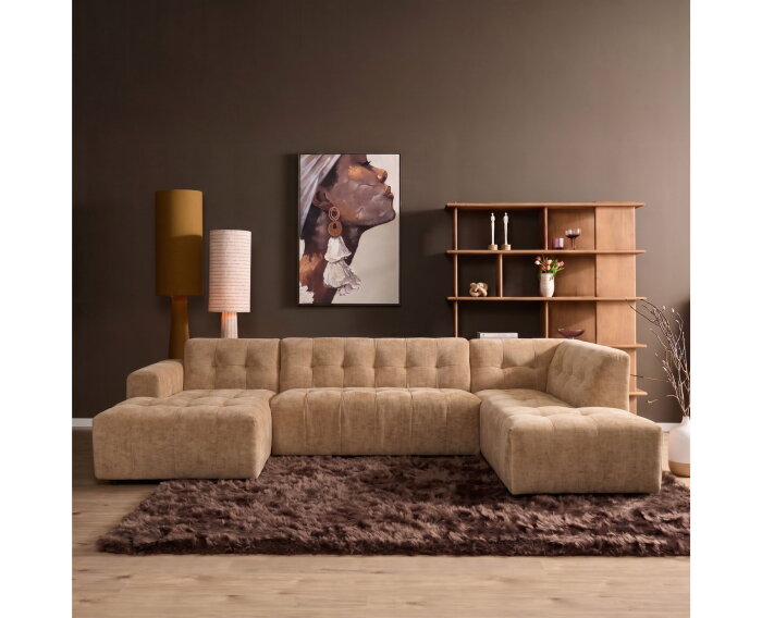 MySofa Ruby U-bank Beige Lounge L + 2,5 + Ottomane R
