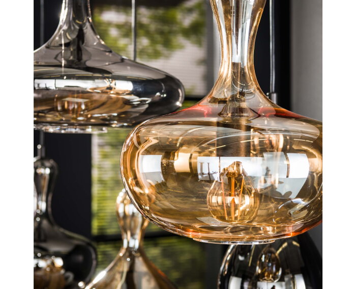 Hanglamp karaf 7 lampen - amber/zwart