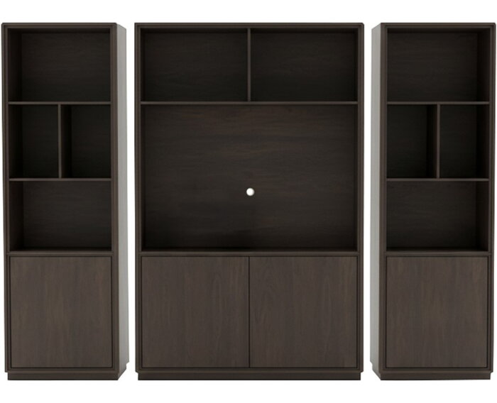 Bellagio Cinewall - Tv-boekenkast - Eikenfineer - Dark chocolate bruin - 300x42x215 cm