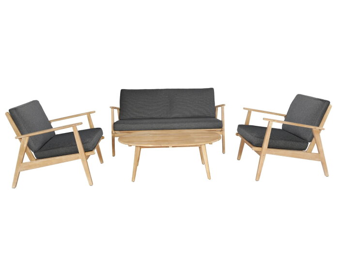 Loungeset Narvik Teak look - Antraciet