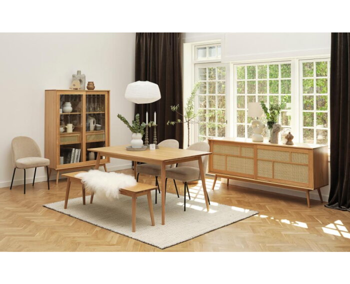 Eettafel Barrali rechthoekig - eikenfineer naturel - 150x90x75 cm - uitschuifbaar
